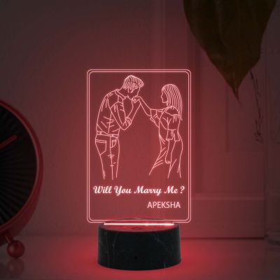 Will you marry me couple night lamp with Multicolored Light Customized with Name Gift for Wife, Husband